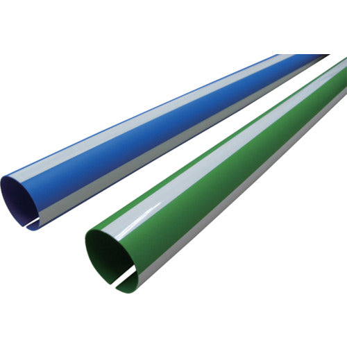 ワニ印 単管安全表示カバー 「目立つぞ」 ブルー/白 長さ900mm