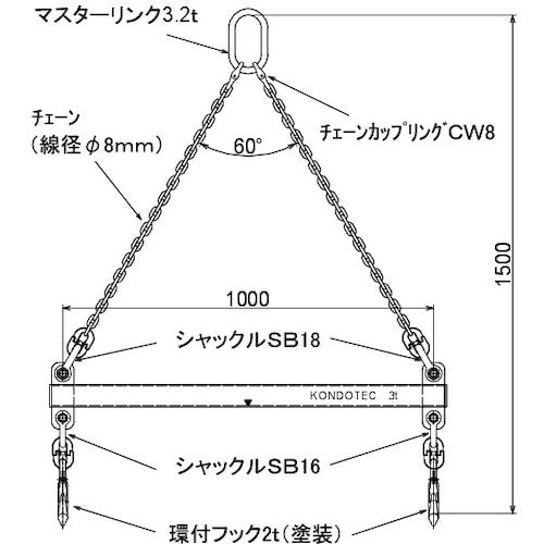 コンドーテック KT吊てんびん 3t用1M(セット品)