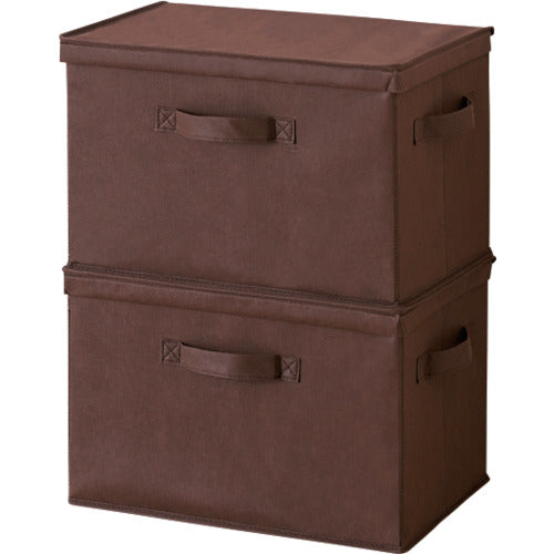 アイメディア フタ付整理箱2個set ブラウン