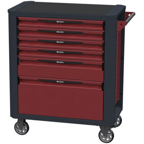 SORI キャビネットワゴン 12000 6段 赤 850X470X1020