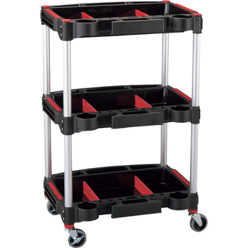 緑十字 ツールカート KT-4658X 黒 570×455×890mm トレイ3段