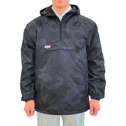 TEAGLES 17355 フード付き中綿キルトかぶりヤッケ ブラック迷彩M