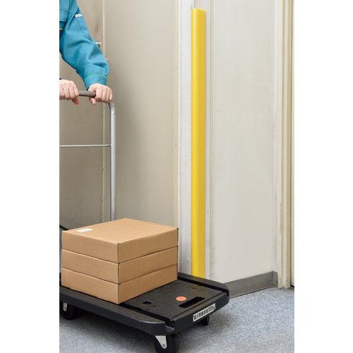 緑十字 コーナー用ガードパッド(簡易設置タイプ) 黄 GPS−HY 50×10×1000mm 両面テープ4枚付き