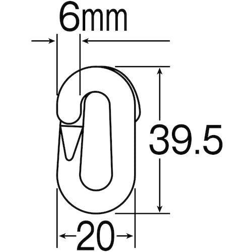 緑十字 プラスチックチェーン用ジョイント 黒 PJ−6BK 20×39.5(線径6Φ) 2個組