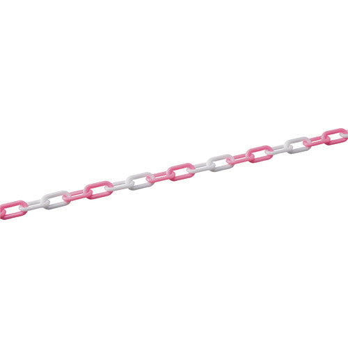 緑十字 プラスチックチェーン ピンク/ホワイト PTS−730PW 長さ:30m 線径:7mmΦ ポリエチレン