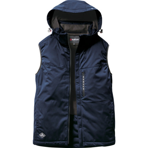 BURTLE ストレッチフーディ防寒ベスト3264−3−Lネイビー