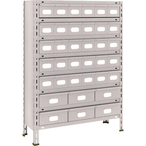 TRUSCO スチールラック 軽量棚875X300X1200スチール引出小X30大X6 ネオグレー
