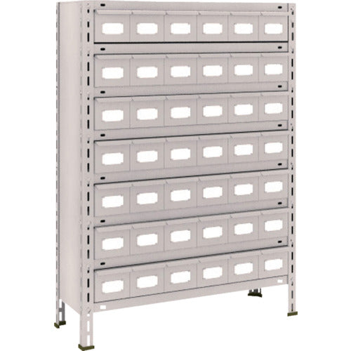 TRUSCO スチールラック 軽量棚 875X300X1200 スチール引出 小X42 ネオグレー