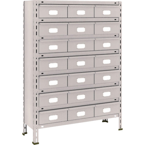 TRUSCO スチールラック 軽量棚 875X300X1200 スチール引出 大X21 ネオグレー