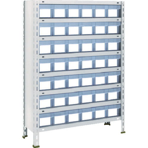 TRUSCO スチールラック 軽量棚 875X300X1200 樹脂引出透明 小X42 ネオグレー