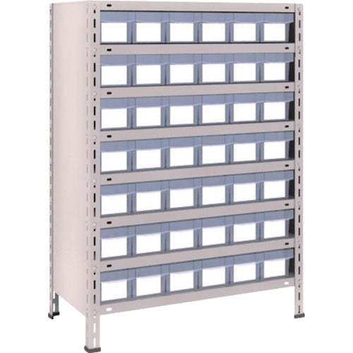 TRUSCO スチールラック 軽量棚 875X450X1200 樹脂引出透明 小X42 ネオグレー