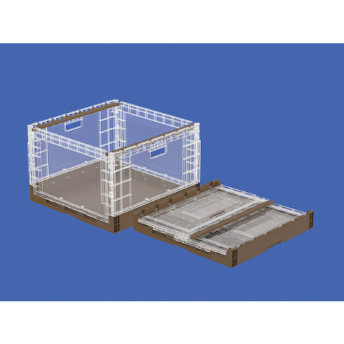 サンコー 折りたたみコンテナー 561510 オリコンEP89B 透明/ブラウン
