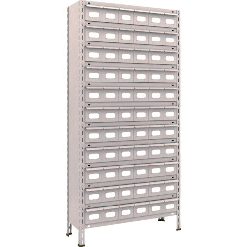 TRUSCO スチールラック 軽量棚 875X300X1800 スチール引出 小X66 ネオグレー