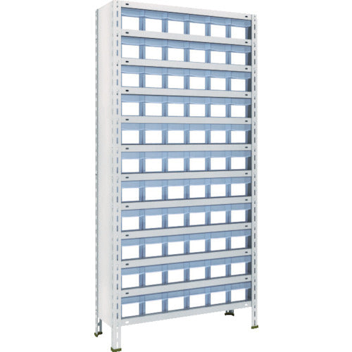 TRUSCO スチールラック 軽量棚 875X300X1800 樹脂引出透明 小X66 ネオグレー