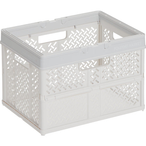 TENMA 折りたたみバスケット ハンドル付き S スモーキーホワイト