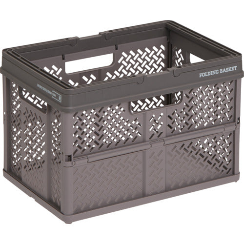 TENMA 折りたたみバスケット ハンドル付き M グレー