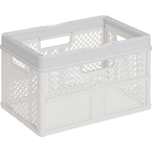 TENMA 折りたたみバスケット ハンドル付き L スモーキーホワイト