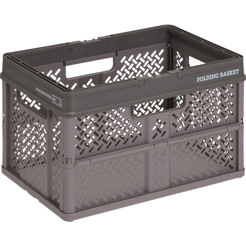 TENMA 折りたたみバスケット ハンドル付き L グレー