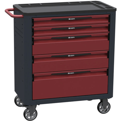 SORI キャビネットワゴン 8000 5段 赤 800X450X950