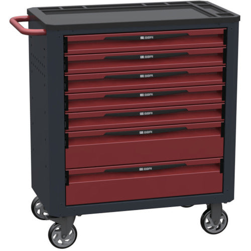 SORI キャビネットワゴン 8000 7段 赤 800X450X950