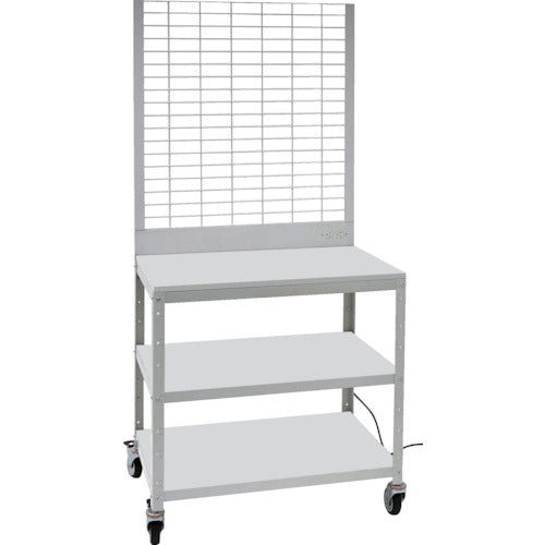 TRUSCO スーパーラックデスク型メッシュパネル式 コンセント付 ウレタン車輪付