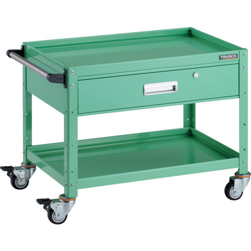 TRUSCO ツールワゴン バーディワゴン 750×500 深型1段引出付 ウレタン車輪 ヤンググリーン