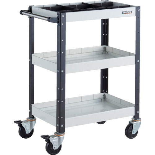 TRUSCO ツールワゴン バーディワゴン 600X400XH880 深3段 1段仕切板付 ホワイト/ブラック