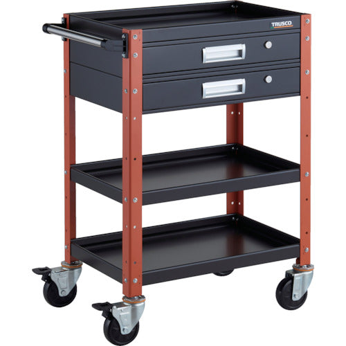 TRUSCO ツールワゴン バーディワゴン 600X400 引出2段付 ブラック/オレンジ