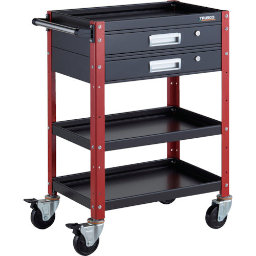 TRUSCO ツールワゴン バーディワゴン 600X400 引出2段付 ブラック/レッド