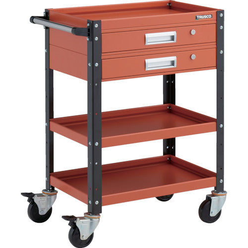 TRUSCO ツールワゴン バーディワゴン 600X400 引出2段付 オレンジ/ブラック