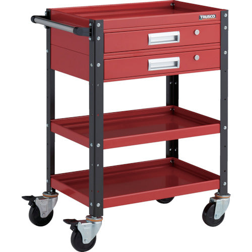 TRUSCO ツールワゴン バーディワゴン 600X400 引出2段付 レッド/ブラック
