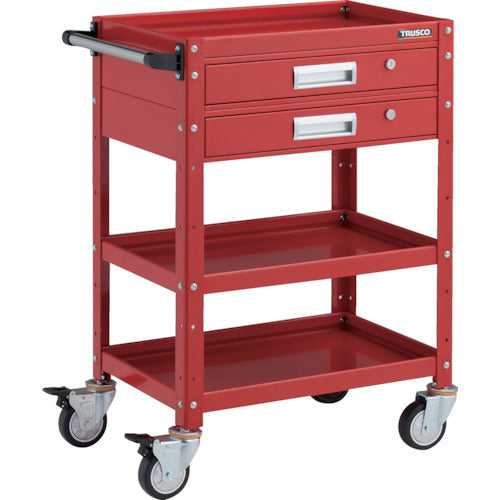 TRUSCO ツールワゴン バーディワゴン 600X400 引出2段付 ウレタン車輪 レッド