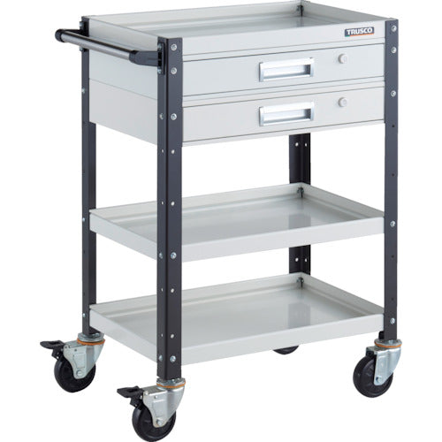 TRUSCO ツールワゴン バーディワゴン 600X400 引出2段付 ホワイト/ブラック