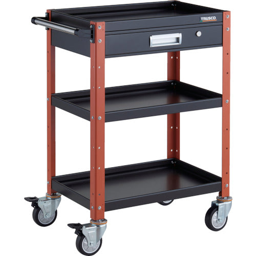 TRUSCO ツールワゴン バーディワゴン 600X400 引出付 ウレタン車輪 ブラック/オレンジ