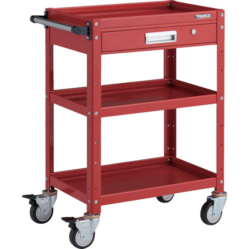 TRUSCO ツールワゴン バーディワゴン 600X400 引出付 ウレタン車輪 レッド