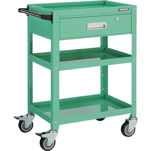 TRUSCO ツールワゴン バーディワゴン 600×400 深型1段引出付 ウレタン車輪 ヤンググリーン