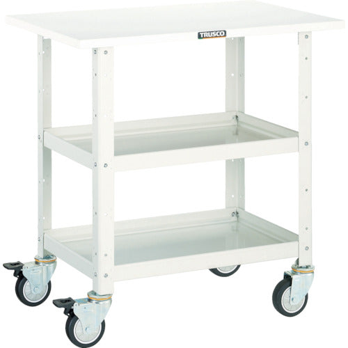 TRUSCO ツールワゴン バーディワゴン 750X500 天板付 ウレタン車輪 ホワイト