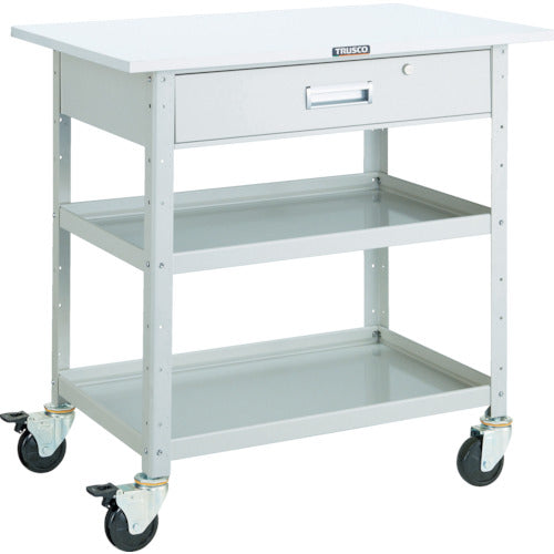 TRUSCO ツールワゴン バーディワゴン 750X500 天板 深型1段引出付 ホワイト