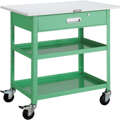 TRUSCO ツールワゴン バーディワゴン 750X500 天板 深型1段引出付 ヤンググリーン