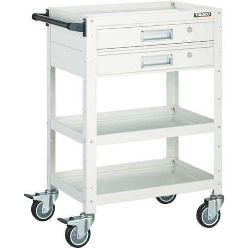 TRUSCO ツールワゴン バーディワゴン 750×500 引出2段付 ウレタン車輪 ホワイト
