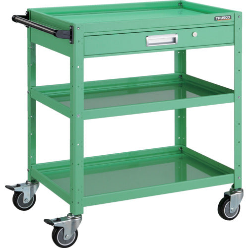 TRUSCO ツールワゴン バーディワゴン 750×500 引出付 ウレタン車輪 ヤンググリーン