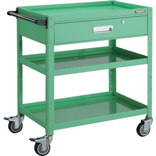 TRUSCO ツールワゴン バーディワゴン 750×500 深型1段引出付 ウレタン車輪 ヤンググリーン