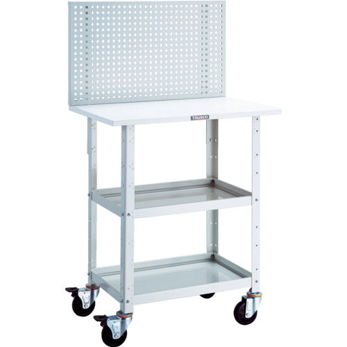 TRUSCO ツールワゴン バーディーワゴン 上部パンチングパネル 天板仕様 600×400×1352 ホワイト