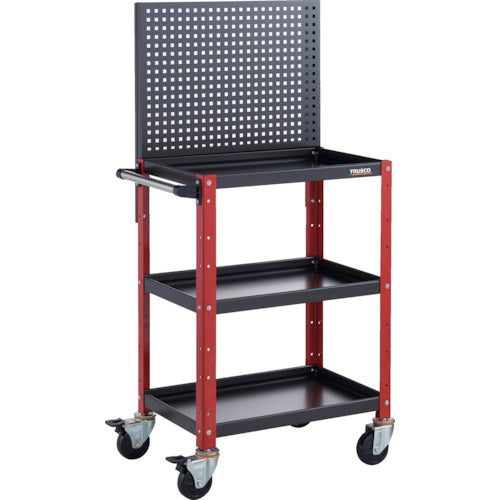 TRUSCO ツールワゴン バーディワゴン 上部パンチングパネル付 600X400X1330 ブラック/レッド