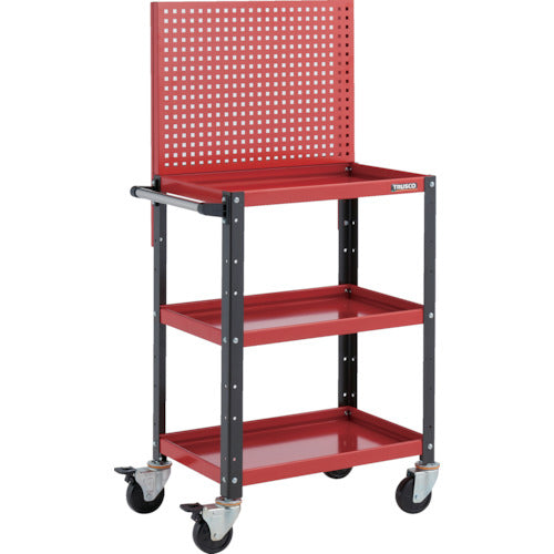 TRUSCO ツールワゴン バーディワゴン 上部パンチングパネル付 600X400X1330 レッド/ブラック