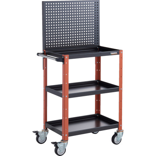 TRUSCO ツールワゴン バーディワゴン 上部パンチングパネル付 600X400X1330 ウレタン車輪 ブラック/オレンジ