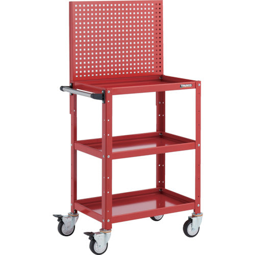 TRUSCO ツールワゴン バーディワゴン 上部パンチングパネル付 600X400X1330 ウレタン車輪 レッド