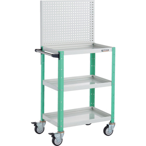 TRUSCO ツールワゴン バーディワゴン 上部パンチングパネル付 600X400X1330 ウレタン車輪 ホワイト/ヤンググリーン