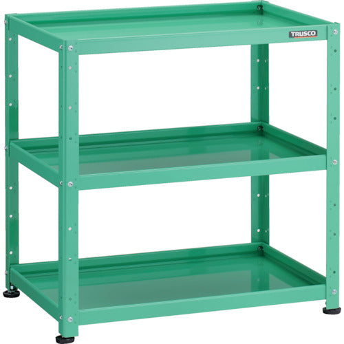 TRUSCO 小型ボルト式棚 バーディワゴンラック型 750X500 3段 ヤンググリーン