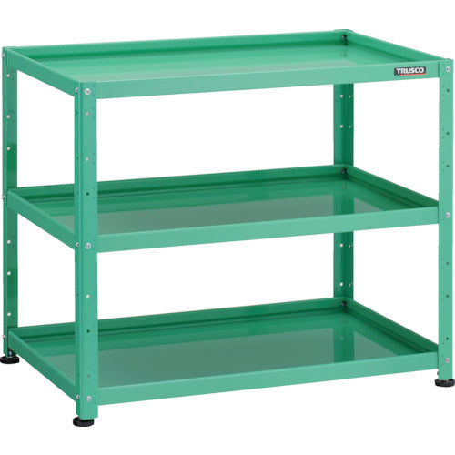 TRUSCO 小型ボルト式棚 バーディワゴンラック型 900X600 3段 ヤンググリーン